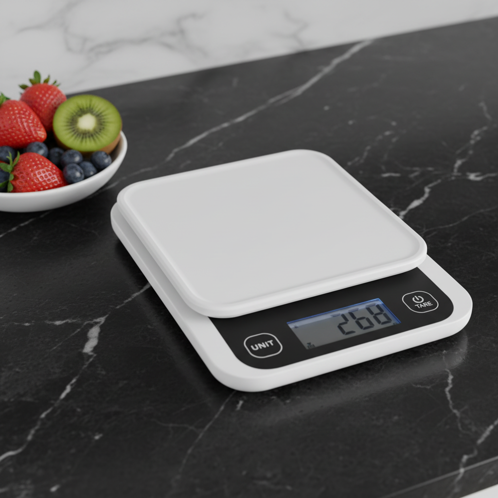 Balance cuisine plan de travail marbre noir bol fruits